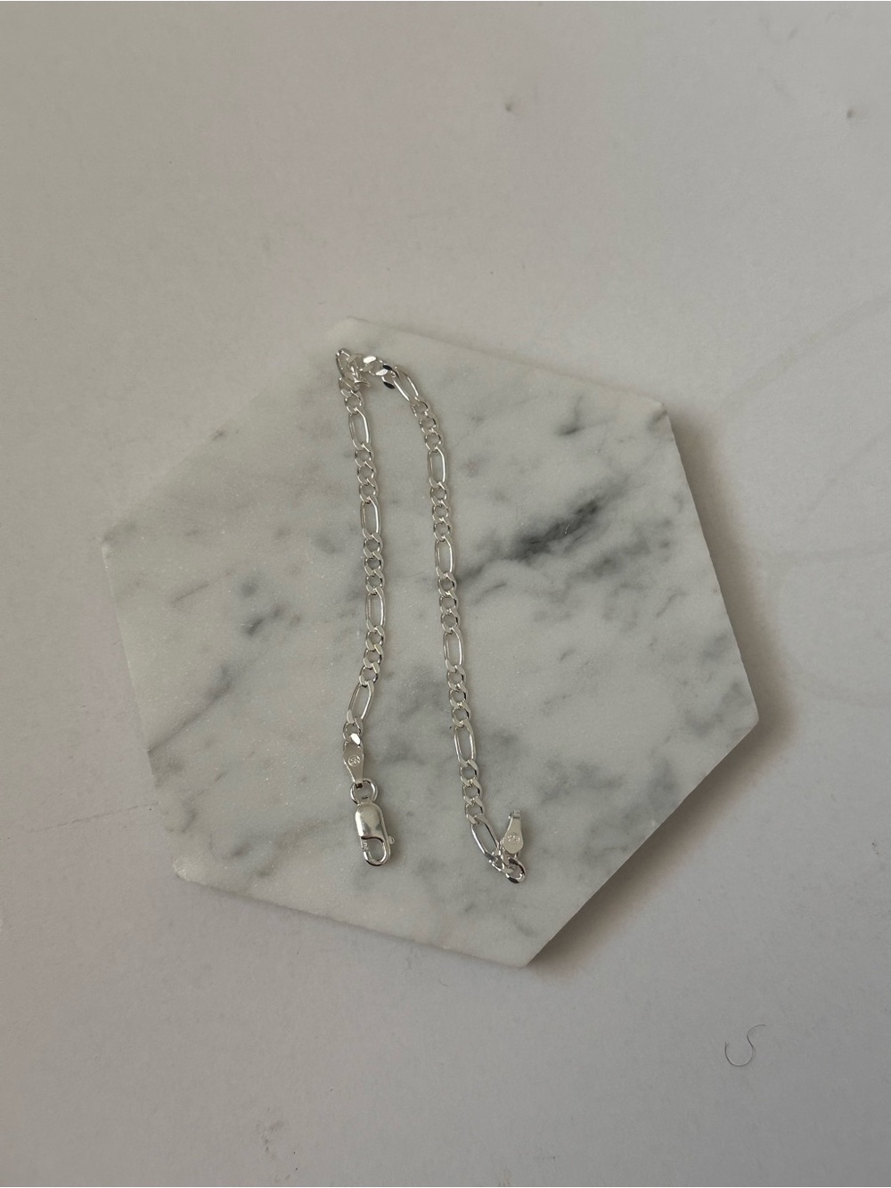 Sterling Silver Figaro Chain Bracelet - Silver